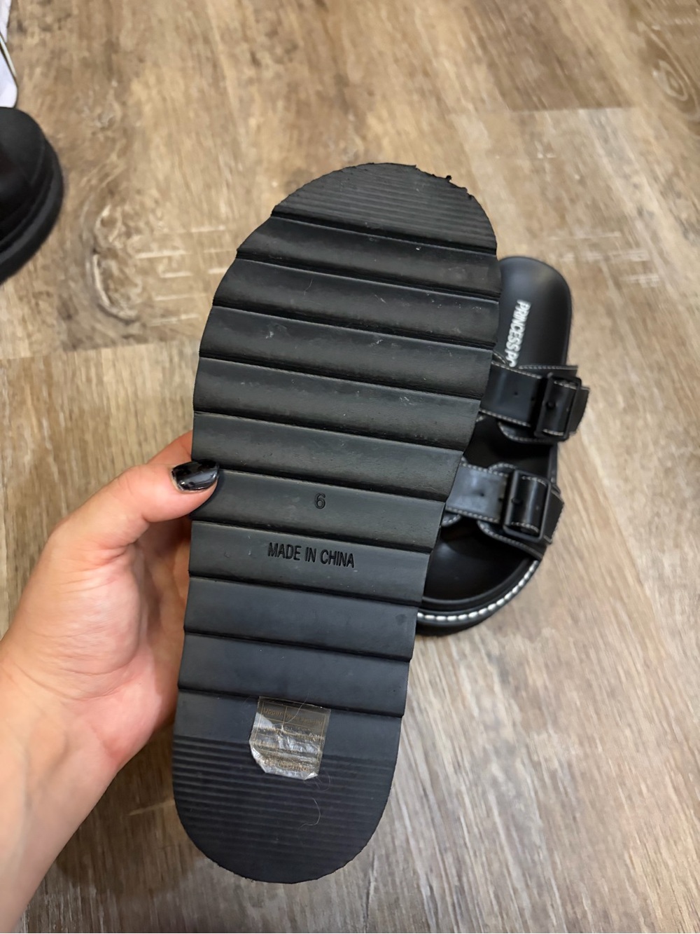 Princess Polly Black Double Buckle Slide Sandals - Picture 4 of 4